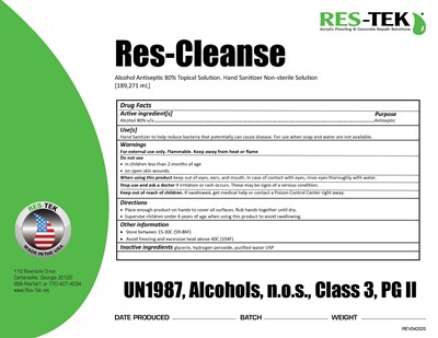 189270 ml label - Res Cleanse 50 gal